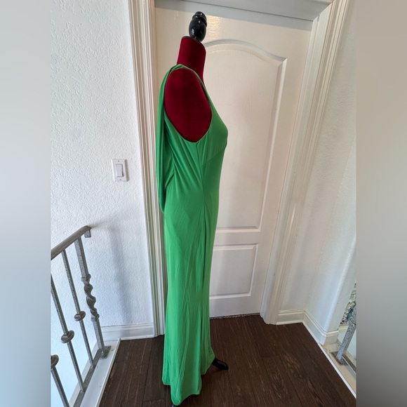 NWT Mac Duggal Sz 8 Elegant One-Shoulder Kelly Green Dress with high slit 26512 - Picture 6 of 8